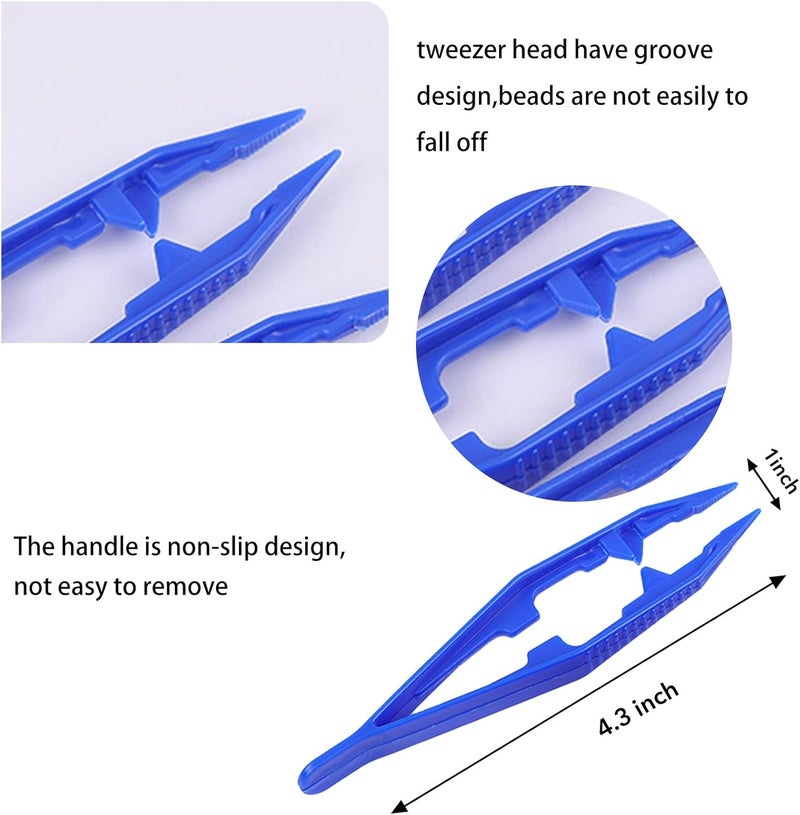 Haikole 10 قطع ملاقط بلاستيكية لتطوير المهارات الحركية الدقيقة، صناديق حسية وصنع المجوهرات - أدوات فرز خرز بمقبض غير قابل للانزلاق بألوان متنوعة (أبيض، وردي، أزرق، أخضر، أصفر) (5 ألوان 10 قطع) - Image 2